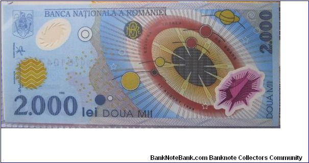 2000 Lei from Romania. 1st polymer note issued in Europe. Banknote