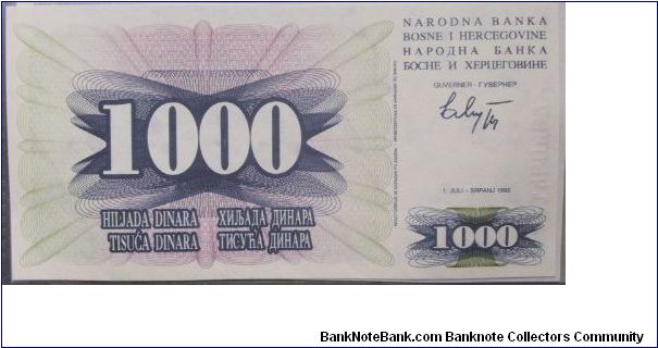 Banknote from Bosnia year 1992