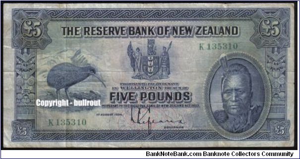 £5 Lefeaux K (First prefix) Banknote