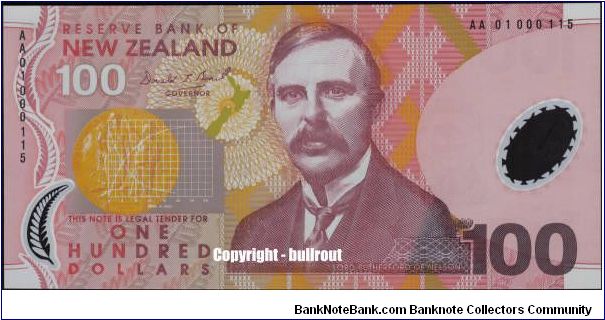 $100 Brash II AA01 000115 Polymer Banknote