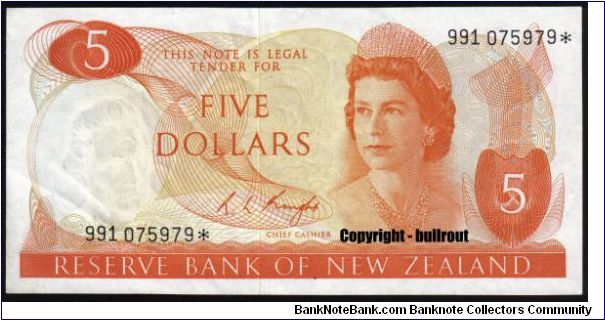 $5 Knight 991* (replacement note) Banknote