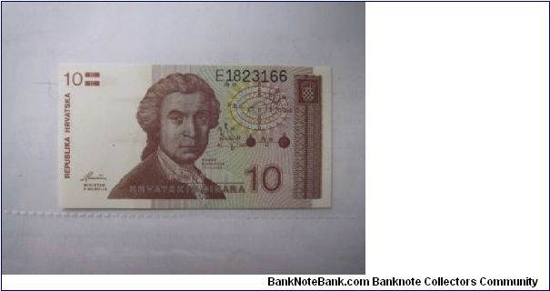 Croatia 10 Dinara in Uncirculated condition Banknote