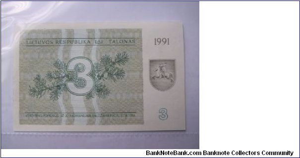 Banknote from Lithuania year 1991