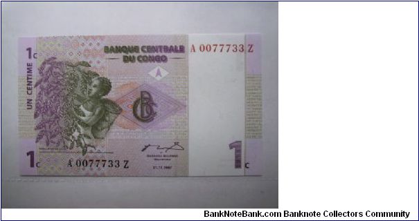 Congo 1 Centime banknote in UNC condition Banknote