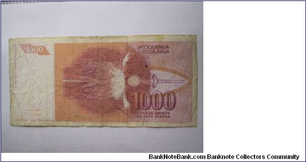 Banknote from Yugoslavia year 1993