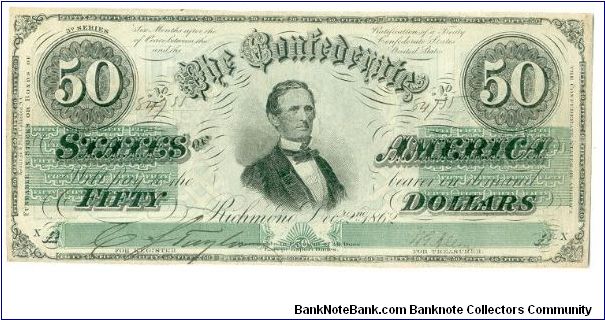 Type 50 Confederate $50 note. 
(PF-21 discovery note.) Banknote