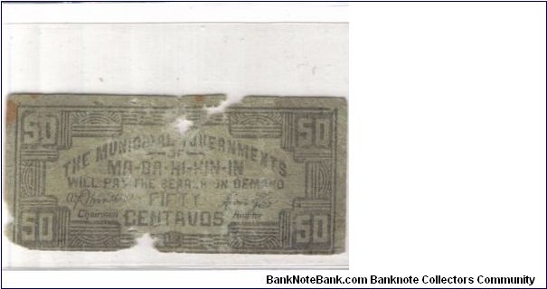 LEY-274 Leyte 50 Centavos note. Banknote