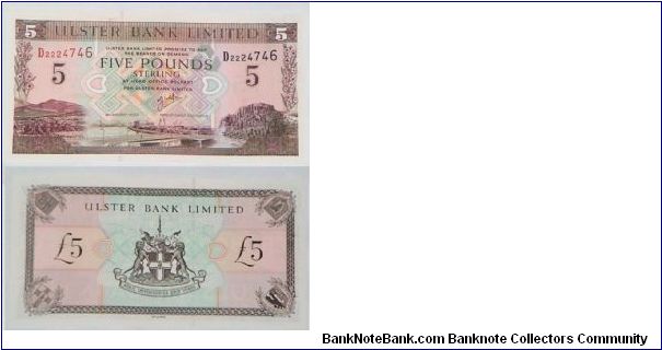 Northern Ireland. 5 Pounds. Ulster Bank. Banknote