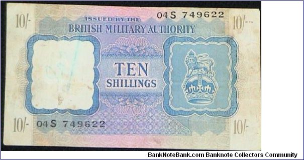 10 Shillings. British Military Authority. Banknote