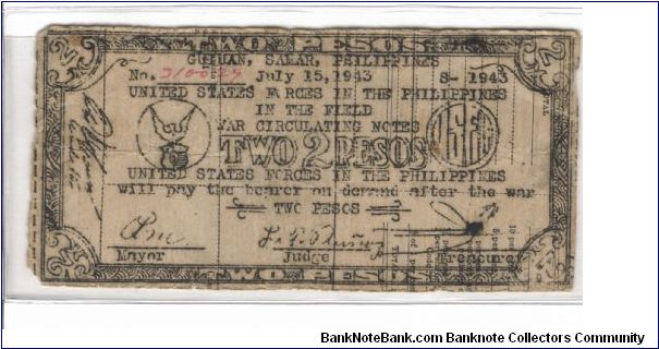 SMR-427 Samar 2 Peso note. Banknote