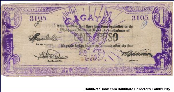 S-186a Cagayan 1 Peso note, 4th issue. Banknote