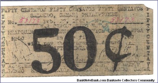 SMR784 Salcedo, Samar 50 centavos note Banknote