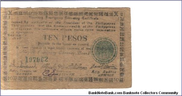 S683 Negros Emergency Board 10 Pesos note. Banknote