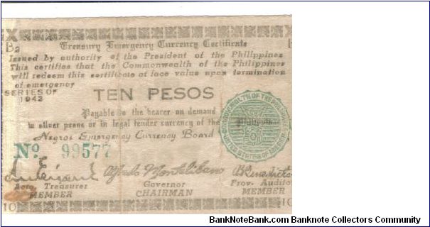 S663a Negros 10 pesos note. Banknote