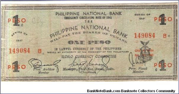 S305 Iloilo 1 Peso note. Banknote