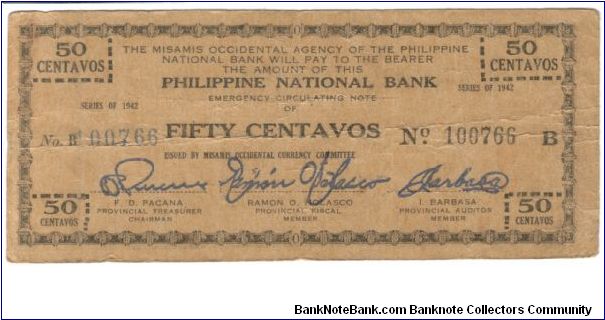 S-575b, Misamis 50 centavos note. Banknote