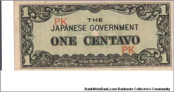 PI-102a 1 centavos note under Japan rule. Banknote