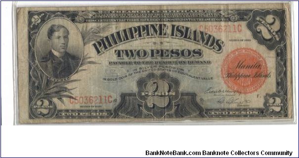 PI-74 Philippine Islands 2 Pesos note. Banknote
