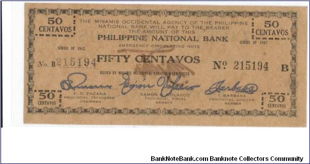 S-576c, Misamis 50 Centavos note. Banknote