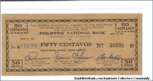 S-575a, Misamis 50 Centavos note. Banknote