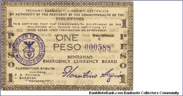 S-535 Mindanao 1 Peso note. Banknote