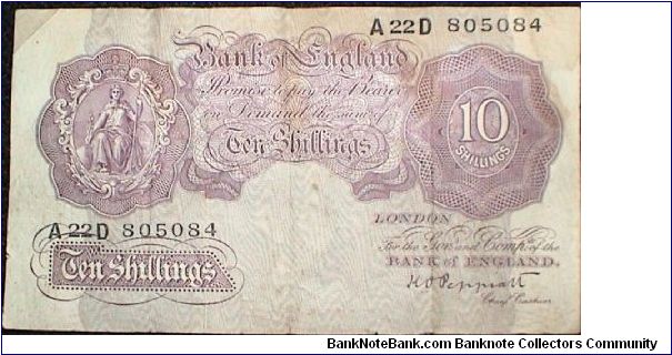 10 Shillings. Peppait signsture. Banknote