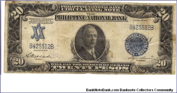 PI-55 Philippine National Bank 20 Pesos note. Banknote