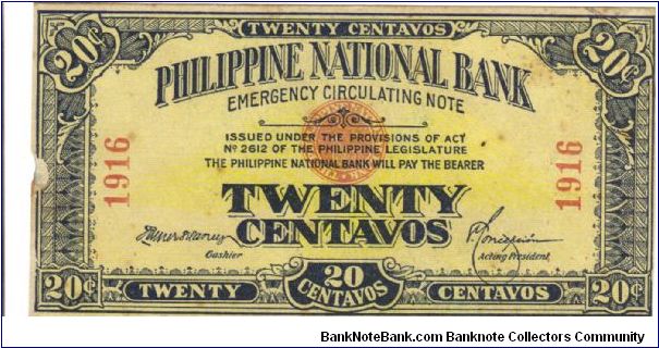 PI-40 Philippine National Bank 20 Pesos note. Authentic note. Banknote