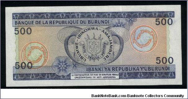 Banknote from Burundi year 1988