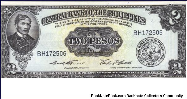 PI-134c, Signature 3, Central Bank of the Philippines 2 Pesos note. Banknote