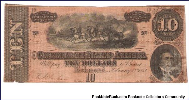 #1641/D/1st Series   /
Richmond Virginia
Confederate States Of America

Hand Signed,Numbered, and Cut Banknote