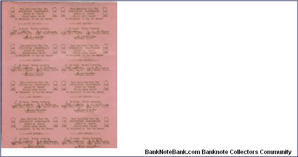 S-251 Rare un-cut sheet of Culon Leper Colony 1 centavos notes Banknote