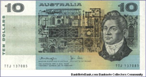 10 Dollars 
Dated 1991

Observe: 
Greenway & Lawson 

Reverse: Village

Watermark:Yes Banknote