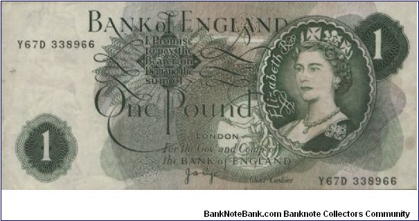 1 Pound 

Great Britain Dated 1970 - 1977

Bank of England, London

OFFER VIA EMAIL Banknote