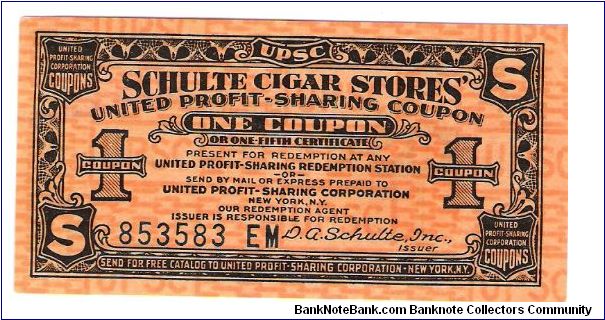 Schulte Cigar stores 1 Coupon
Small #853583 Banknote