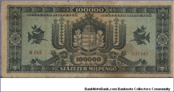 Banknote from Hungary year 1946