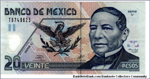 2002 20(Veinte) Pesos(F) Mexico Banknote