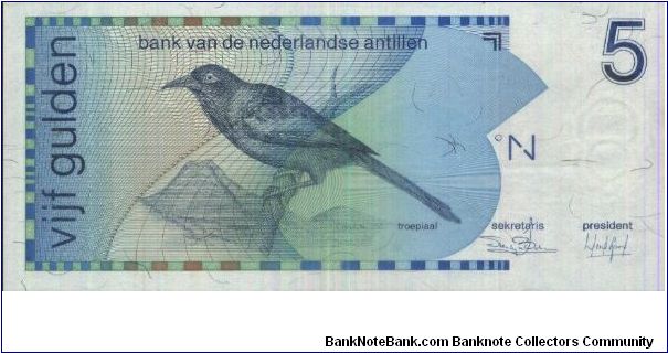 5 Gulden, Bank Van De Nederlandse Antillen dated 31 March 1986. Banknote