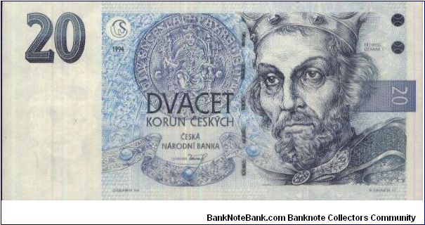 Dvacet Korun Ceskych dated 1994 Banknote