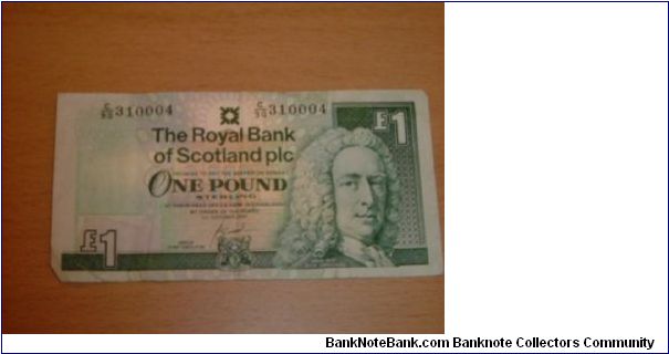 Royal Bank of Scotland, one pound, dated 1 Oct 2001 Banknote
