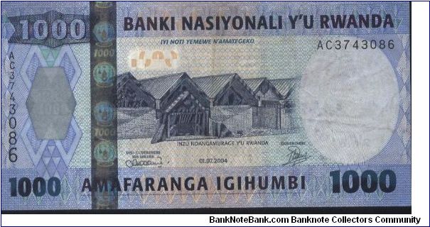 Rwanda 1000francs note. Banknote