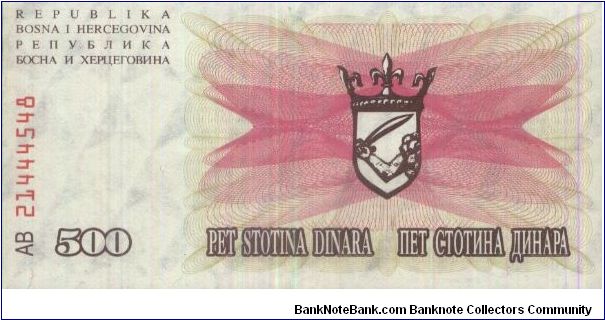 Banknote from Bosnia year 1992