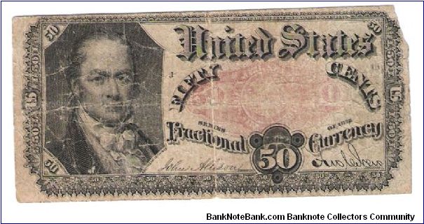 5th issue-Fifty Cents/ series of 1875 50 cent fractional Currency
Bust of William H. Crawford
(secratary of war)

A Gift from thingee CCF Forum
Thank You thingee Banknote