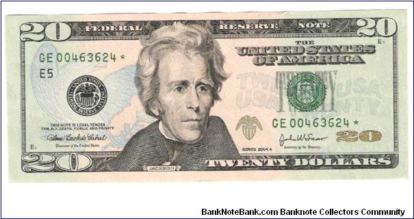 2004-A- Star Note $20.00 Banknote