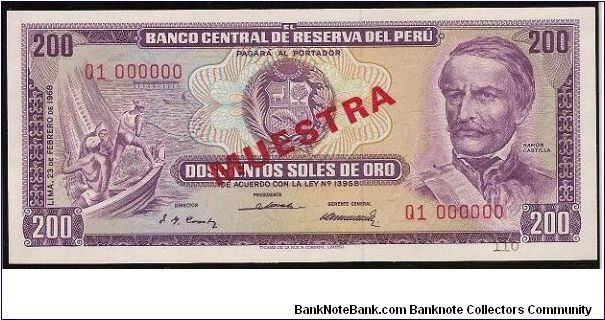 200 Soles Specimen Banknote Banknote