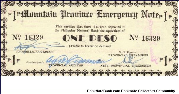 S-595a Rare consecutive number Mountain Province notes. Banknote