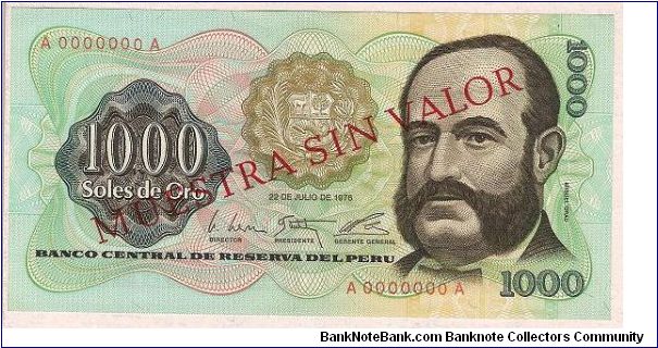 1000 Soles Specimen Banknote Banknote