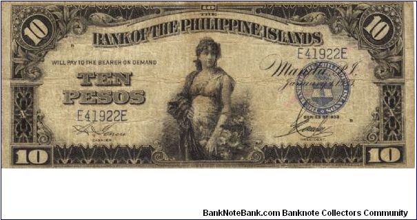 PI-23 Bank of the Philippine Islands 10 Pesos note. Will trade this note for Philippine notes I don't have. Banknote