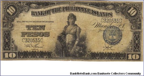 PI-14 Bank of the Philippine Islands 10 Pesos note. Will trade this note for Philippine notes I don't have. Banknote