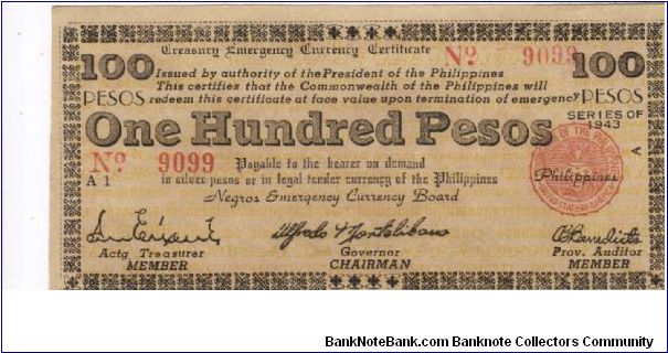 S-666 Negros Occidental 100 Pesos note. Will trade this note for Philippine notes I don't have. Banknote